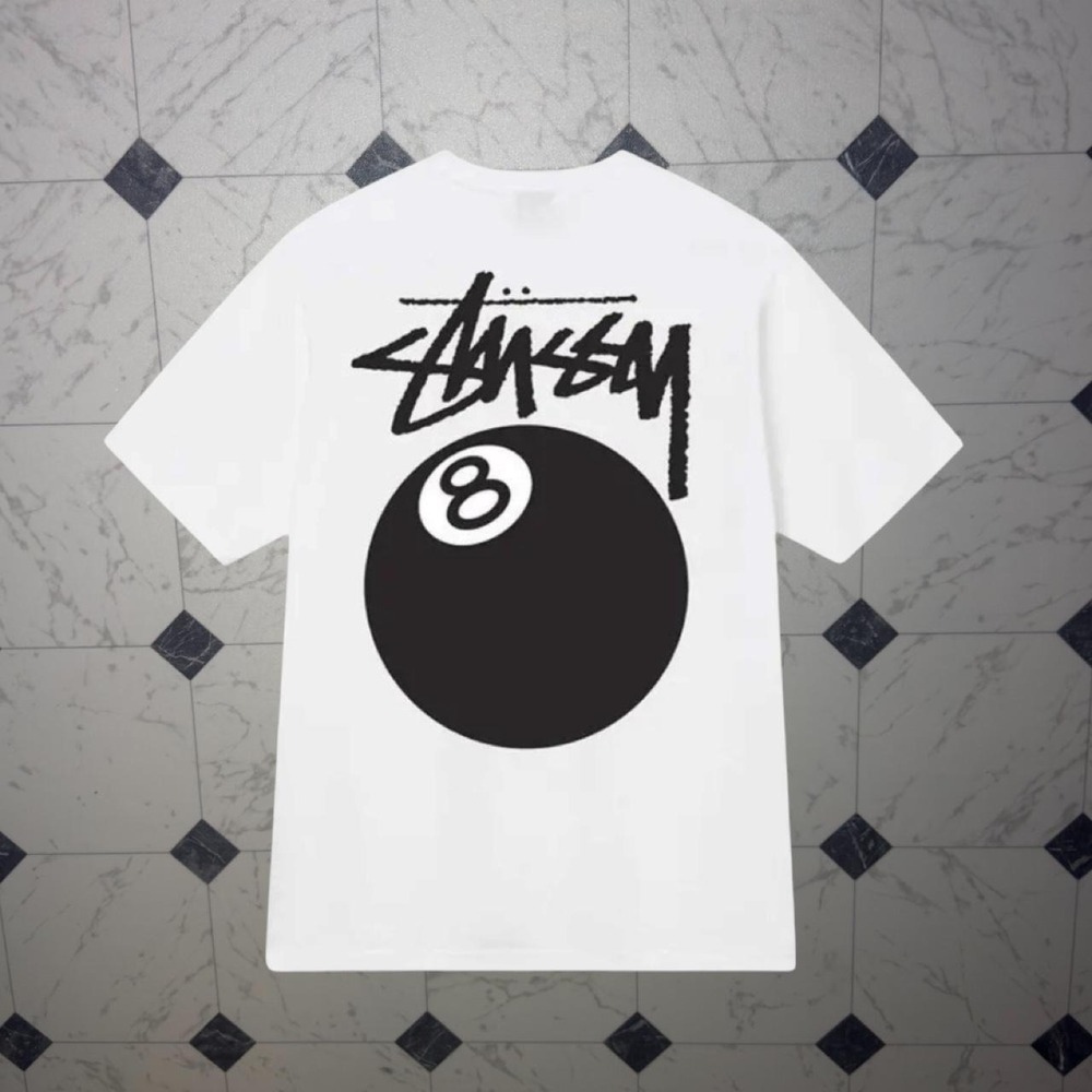 Stussy 8 Ball White Graphic Tee Size S